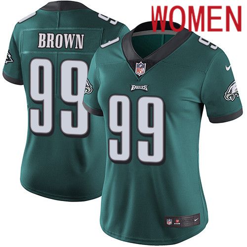 Women Philadelphia Eagles 99 Jerome Brown Nike Midnight Green Vapor Limited NFL Jersey